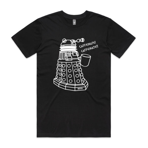 MEN'S LARGE DALEK CAFFEINATE CAFFEINATE!! TSHIRT - Tshirt for Dr Who Fan - BLACK Thumbnail