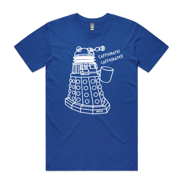 MEN'S LARGE DALEK CAFFEINATE CAFFEINATE!! TSHIRT - Tshirt for Dr Who Fan - BLUE 3 Thumbnail