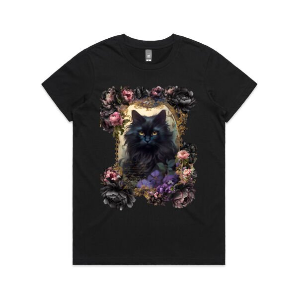 Black Rococo Cat 000 Midnight Garden - AS Colour - Women's Maple Crew Tee Thumbnail