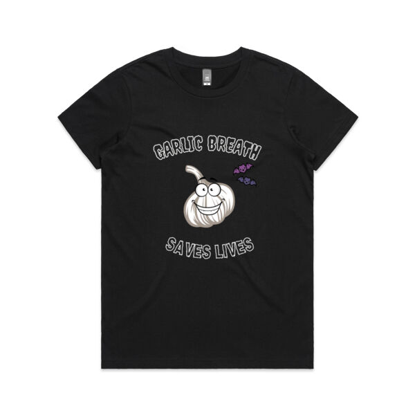 Garlic Breath Saves Lives - AS Colour - Women's Maple Crew Tee Thumbnail