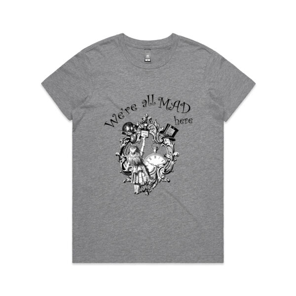 We're All Mad Here - grey marle - AS Colour - Women's Maple Tee Thumbnail